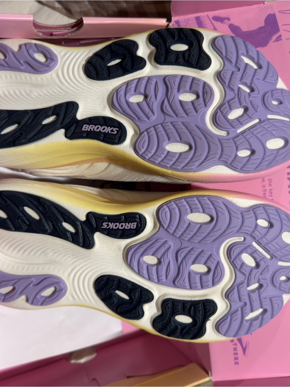 Brooks Women's Adrenaline GTS White with Pink and Yellow Gradient Accents - Picture 4 of 4